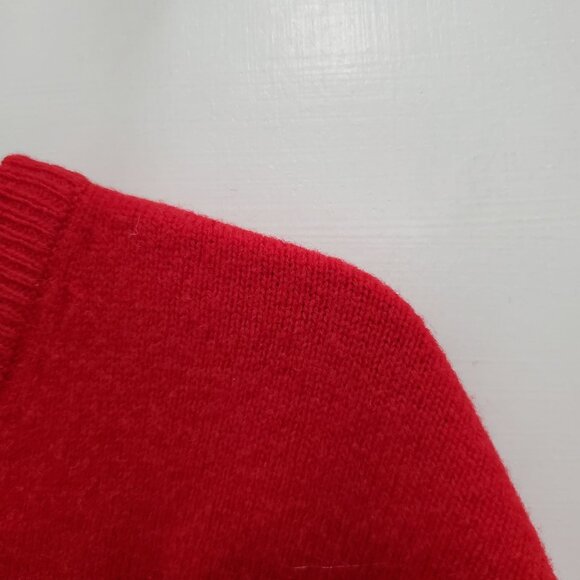 Nordstrom Men's Vintage 1970s Red 100% Lambswool V-Neck Grandpa Sweater Size L - Picture 2 of 4